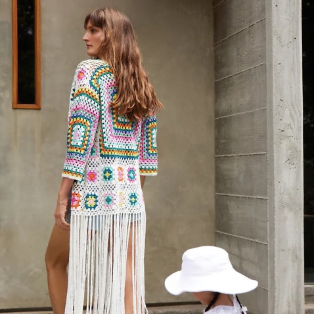 Self Contrast Esme Crochet Duster